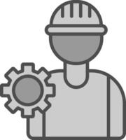 trabajador línea lleno escala de grises icono diseño vector