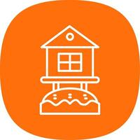 Beach Hut Line Curve Icon Design vector