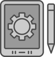 tableta línea lleno escala de grises icono diseño vector
