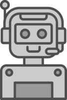 Robot Line Filled Greyscale Icon Design vector