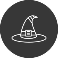 bruja sombrero línea invertido icono diseño vector