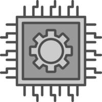 procesador línea lleno escala de grises icono diseño vector