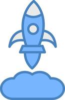 Rocket Launch Line Filled Blue Icon vector