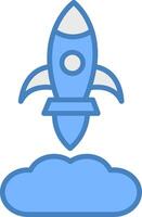 Rocket Launch Line Filled Blue Icon vector