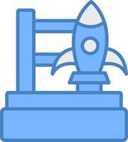 Rocket Launch Line Filled Blue Icon vector