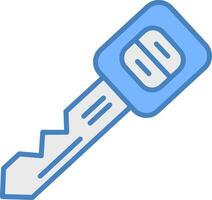 Car Key Line Filled Blue Icon vector