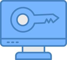 Computer Keys Line Filled Blue Icon vector