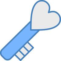 Love Key Line Filled Blue Icon vector