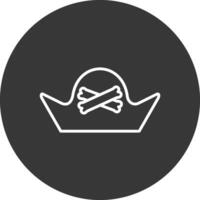 pirata sombrero línea invertido icono diseño vector