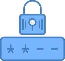 Password Line Filled Blue Icon vector