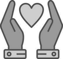 Hands Holding Heart Line Filled Greyscale Icon Design vector