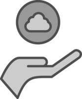 Cloud Line Filled Greyscale Icon Design vector