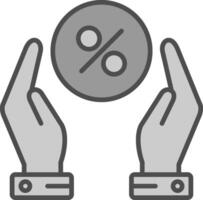Hand Take And Percent Line Filled Greyscale Icon Design vector