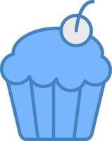 Cupcake Line Filled Blue Icon vector