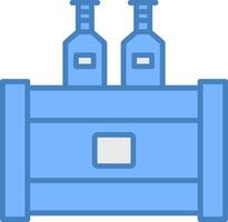 cerveza caja línea lleno azul icono vector