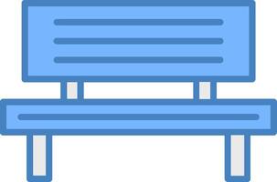 Bench Line Filled Blue Icon vector