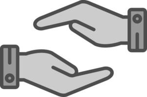 apoyo manos gesto línea lleno escala de grises icono diseño vector