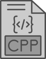 cpp línea lleno escala de grises icono diseño vector