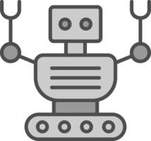 robot línea lleno escala de grises icono diseño vector