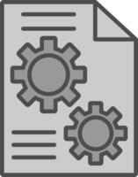 Cogwheels Line Filled Greyscale Icon Design vector