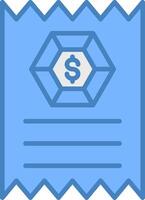 Receipt Line Filled Blue Icon vector