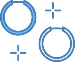 Hoop Earrings Line Filled Blue Icon vector