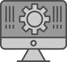 Monitor Line Filled Greyscale Icon Design vector