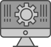 monitor línea lleno escala de grises icono diseño vector