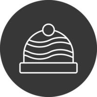 invierno sombrero línea invertido icono diseño vector