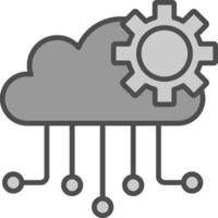 nube informática línea lleno escala de grises icono diseño vector