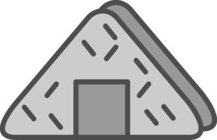 onigiri línea lleno escala de grises icono diseño vector