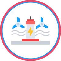 Tidal Power Flat Circle Icon vector