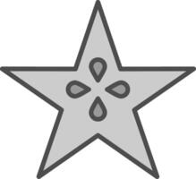 Star Fruit Line Filled Greyscale Icon Design vector