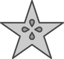 Star Fruit Line Filled Greyscale Icon Design vector