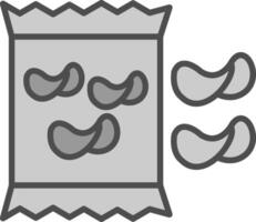 papas fritas línea lleno escala de grises icono diseño vector