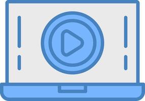 Play Button Line Filled Blue Icon vector