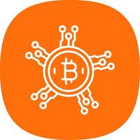 bitcoin red línea curva icono diseño vector