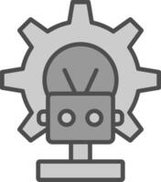 robot línea lleno escala de grises icono diseño vector