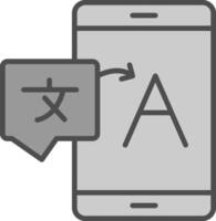 Traducción línea lleno escala de grises icono diseño vector
