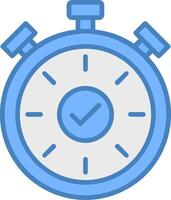 Stopwatch Line Filled Blue Icon vector