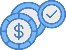 Dollar Line Filled Blue Icon vector