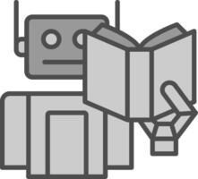 robot línea lleno escala de grises icono diseño vector