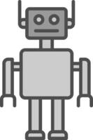 robot línea lleno escala de grises icono diseño vector