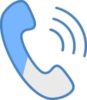 Phone Call Line Filled Blue Icon vector