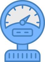 Pressure Gauge Line Filled Blue Icon vector