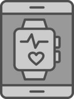 reloj inteligente línea lleno escala de grises icono diseño vector