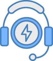 Headphones Line Filled Blue Icon vector
