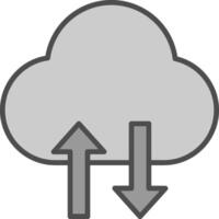 nube datos transferir línea lleno escala de grises icono diseño vector