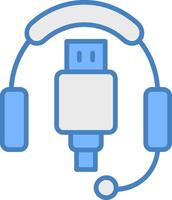 Headphones Line Filled Blue Icon vector