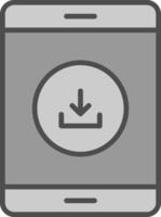 Downloading Data Line Filled Greyscale Icon Design vector